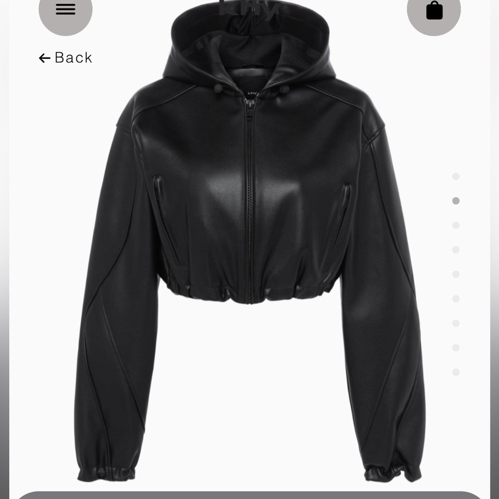 Khy Black Faux Leather Cropped Hooded Jacket